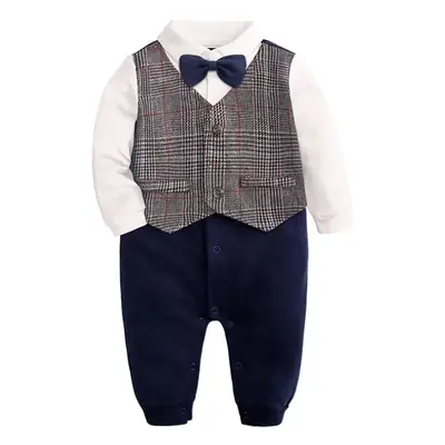 Baby Navy White Long Sleeve One-Year Old Suit