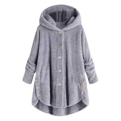 Women's Leopard Print Hooded Jacket Brown Button Front
