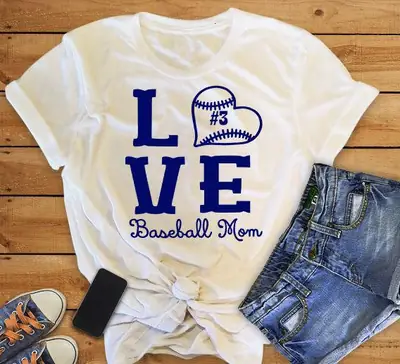 Baseball Mom T-Shirt Dark Blue Love Design