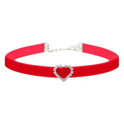Red Velvet Rhinestone Buckle Choker Necklace