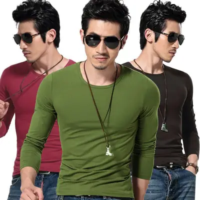 Men's 19" Long Sleeve Military T-Shirt Grey Slim Fit