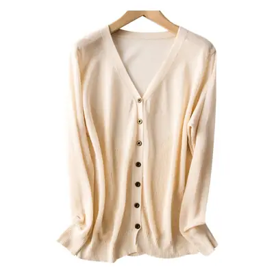 Women's Orange Knitted Long Sleeve Cardigan Large