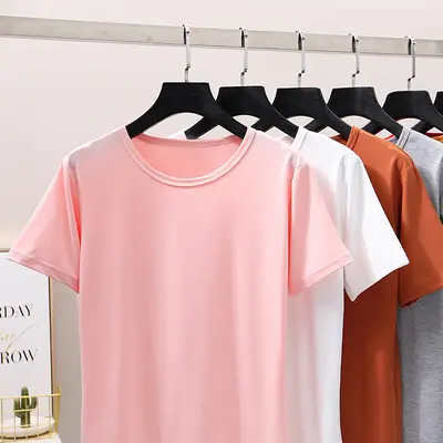 Women Pure Color Slim T-Shirt Short Sleeve Wholesale