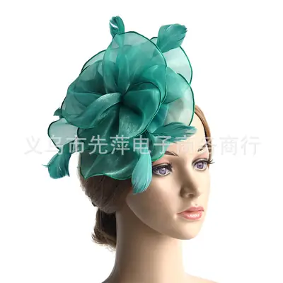 Purple Organza Feather Headdress for Women