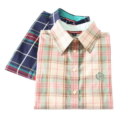 2023 Cotton Plaid Lapel Shirt Women's Easiest Fit