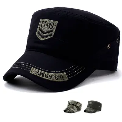 Korean Style Men's Embroidered Camo Hat Black