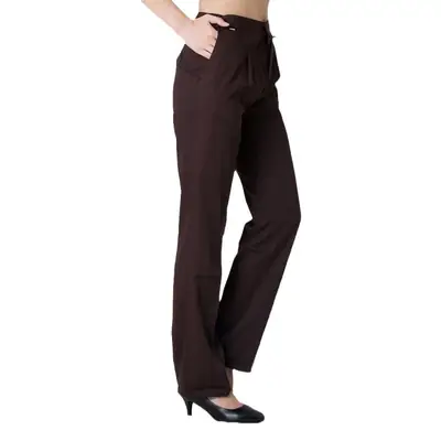 Black Elasticated Straight-Pit Work Pants for Women Large