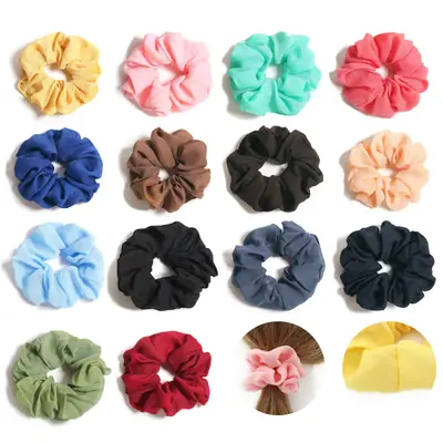 Light Blue Chiffon Hair Scrunchie for Women