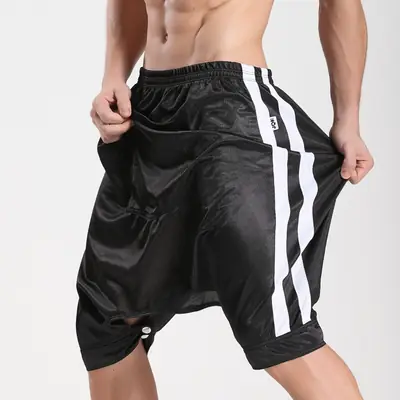 Men's Black White Striped Sports Shorts 331