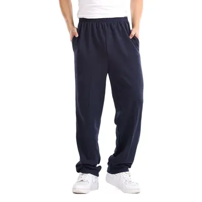 Men's Grey Loose Straight Sweatpants Plus Size Sports Pants
