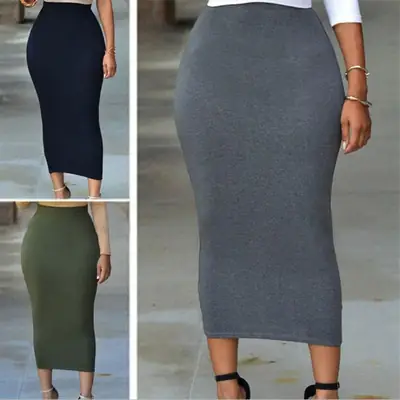 Autumn Elastic Waist Hip Tight Skirt Mid Length