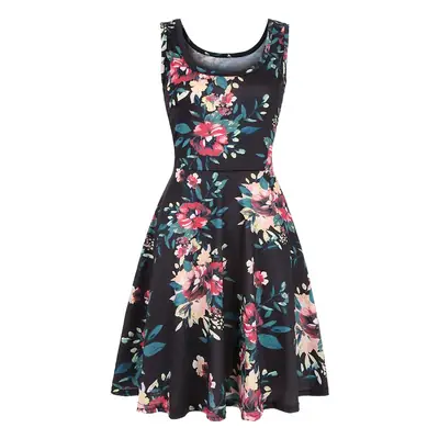 Pink Floral Sleeveless Summer Dress for Women