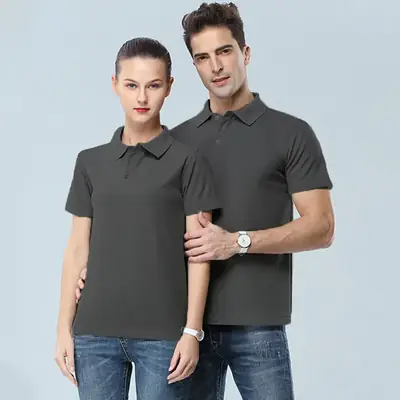 Men Women Yellow Polo Shirt Short Sleeve Cotton