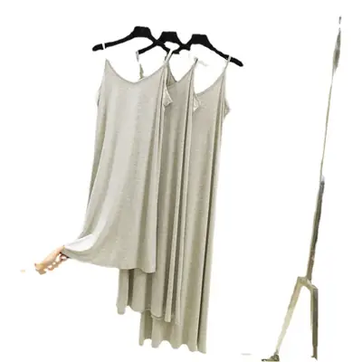Women Cotton V-Neck Long Skirt Dress Plus Size