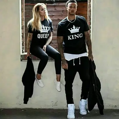 Crown Queen King Streetwear Set Black White