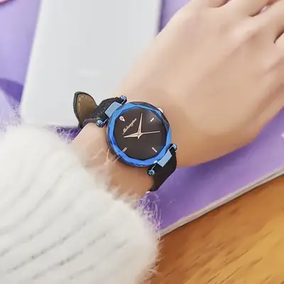 Women's Blue Shell Watch with Red Sand Belt