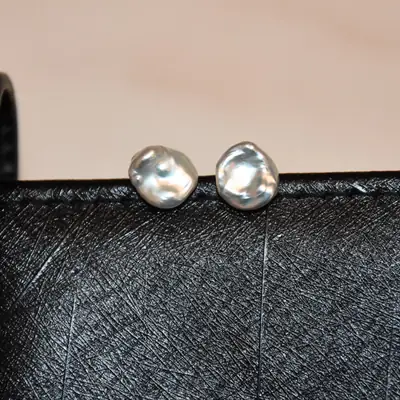 Clear Clearance Pearl Mirror Silver Stud Earrings
