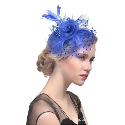 Blue Feathered Bridal Headdress for Women