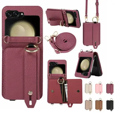 Samsung Z Flip 30% Off Wrist Strap Phone Case with Crossbody Card Holder