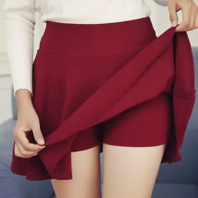 New 2019 Women's Red Lined Pleated Skirt Large Size