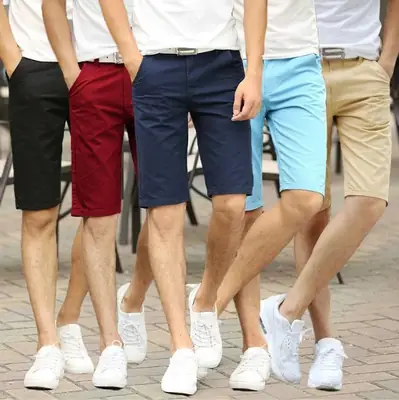 Summer Thin Men's Slim Straight Shorts Solid Color