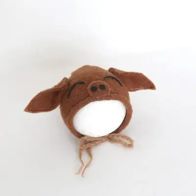 Brown Baby Pig Hat for Newborns Photography Props