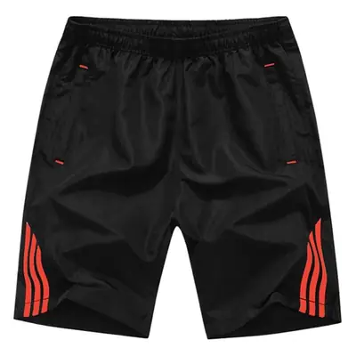 Men's Black Three Bar Running Shorts with Green Trim