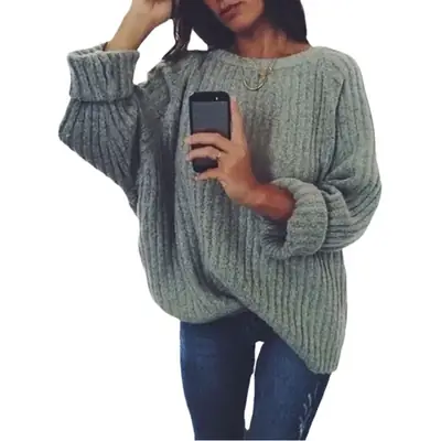 New Women's Navy Blue Crewneck Sweater Pullover