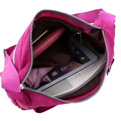 Korean Style Purple Nylon Crossbody Bag for Women
