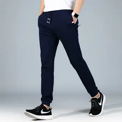Men's Navy Blue Casual Slim Fit Pants