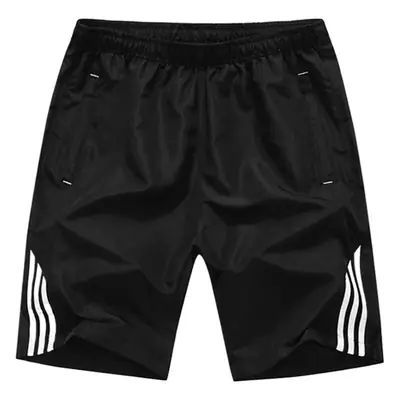 Men's Black Running Shorts with Red Stripes