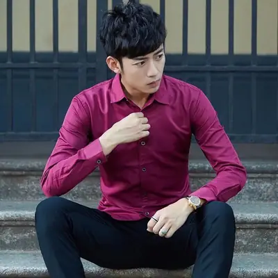 2022 Slim Fit Black Button Down Shirt for Men