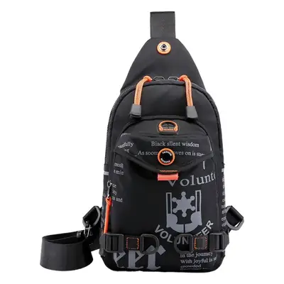 Men's Black Crossbody Backpack with Multiple Zippers