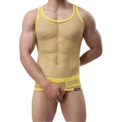 Men's I-Shape Mesh Vest Black Transparent