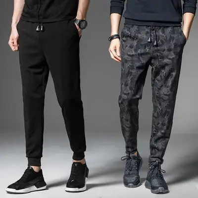 2022 Men's Slim Fit Sports Pants Black Camo Leg Harem