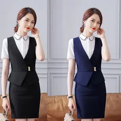 Women's Black Business Suit Vest Summer Work Vest