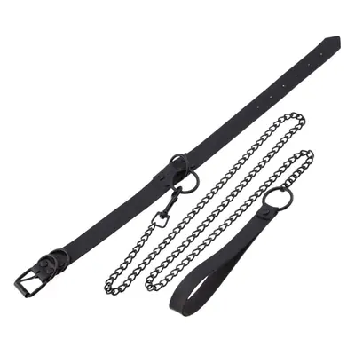 Women's Leather Collar Leash with O-Shaped Clasp