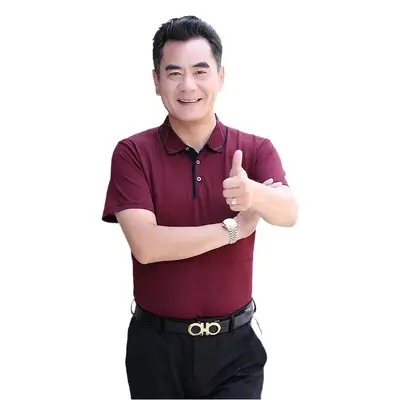 Men's Maroon Polo T-Shirt Summer Cool Breathable