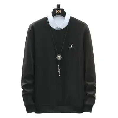 Blue Korean Slim Fit Casual Sweatshirt for Men