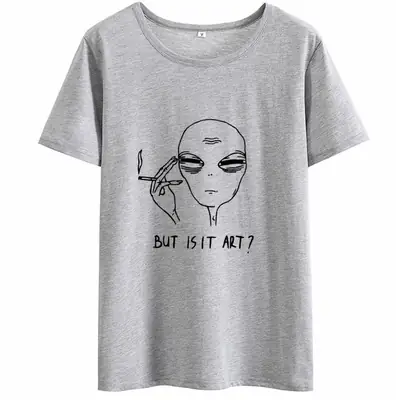 Alien Graphic T-Shirt Grey Round Neck