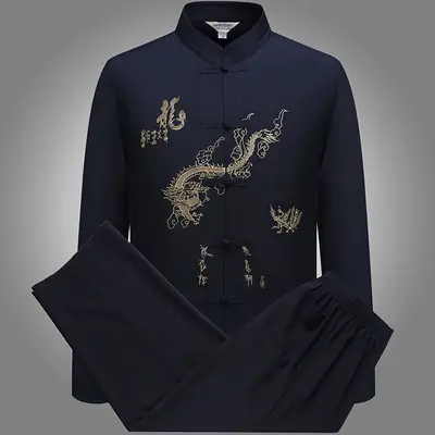 Long Sleeve Ethnic Tang Suit for Men Cream White