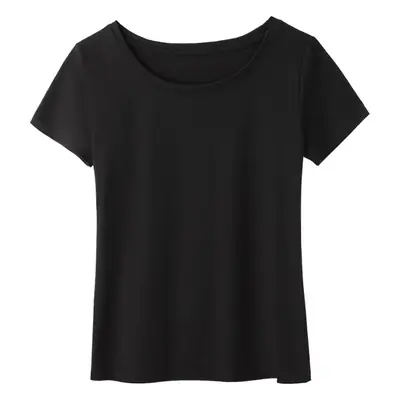 Women's Pink Mercerized Cotton T-Shirt Short Sleeve Round Neck