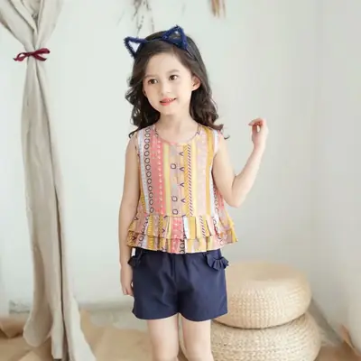 2020 Summer New Kids Sleeveless Top & Shorts Set