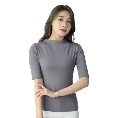 Women's White Insured T-Shirt Bottom Turtleneck Summer Mask