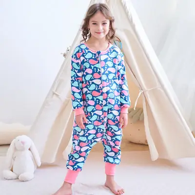 Kids Cotton Pajama Set Pink Floral Summer Sleepwear