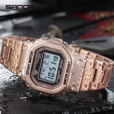 Sanda Square Watch for Men Women Silver Water Resistant