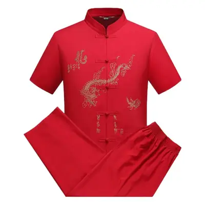 White Embroidered Chinese Tang Suit for Men