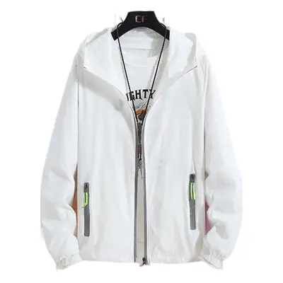 Men's White Reflective Zipper Hoodie Large