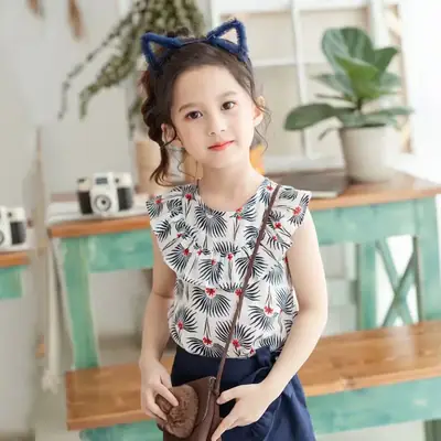 Girls Sleeveless Printed Top Korean Style Summer Top