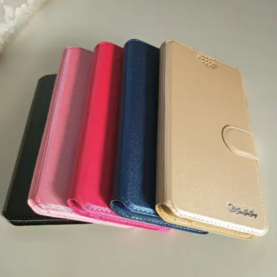 Blue Denim Leather Push-Pull Mobile Phone Wallet